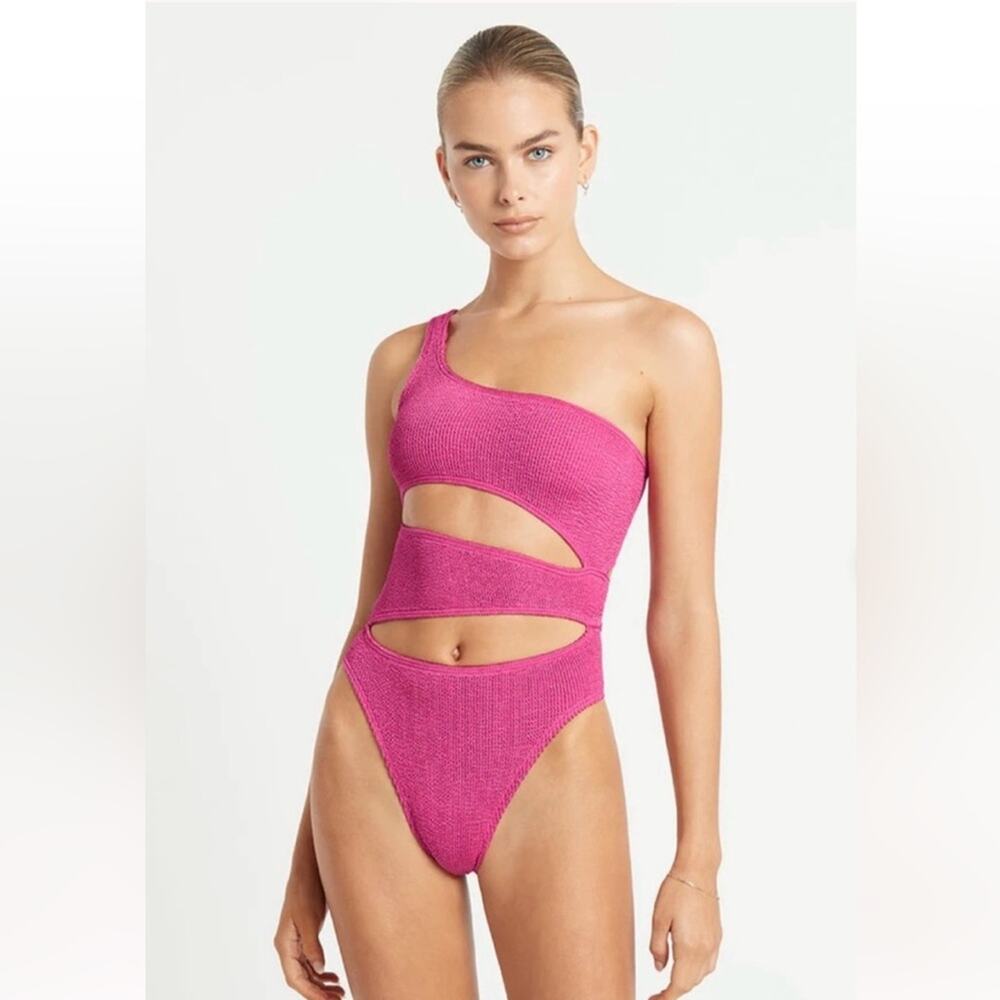 NWT Bond-Eye Rico One Piece Cut Out Swimsuit in Fuschia Pink